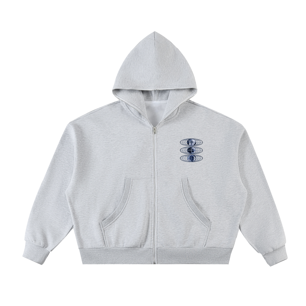 DISASTER WORLD FULL-ZIP BOXY HOODIE