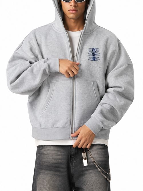 DISASTER WORLD FULL-ZIP BOXY HOODIE