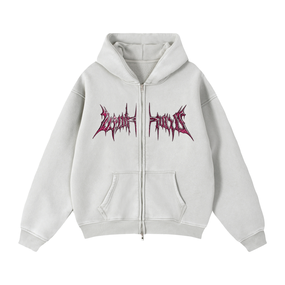 DISASTROUS PINK ZIP-THROUGH HOODIE