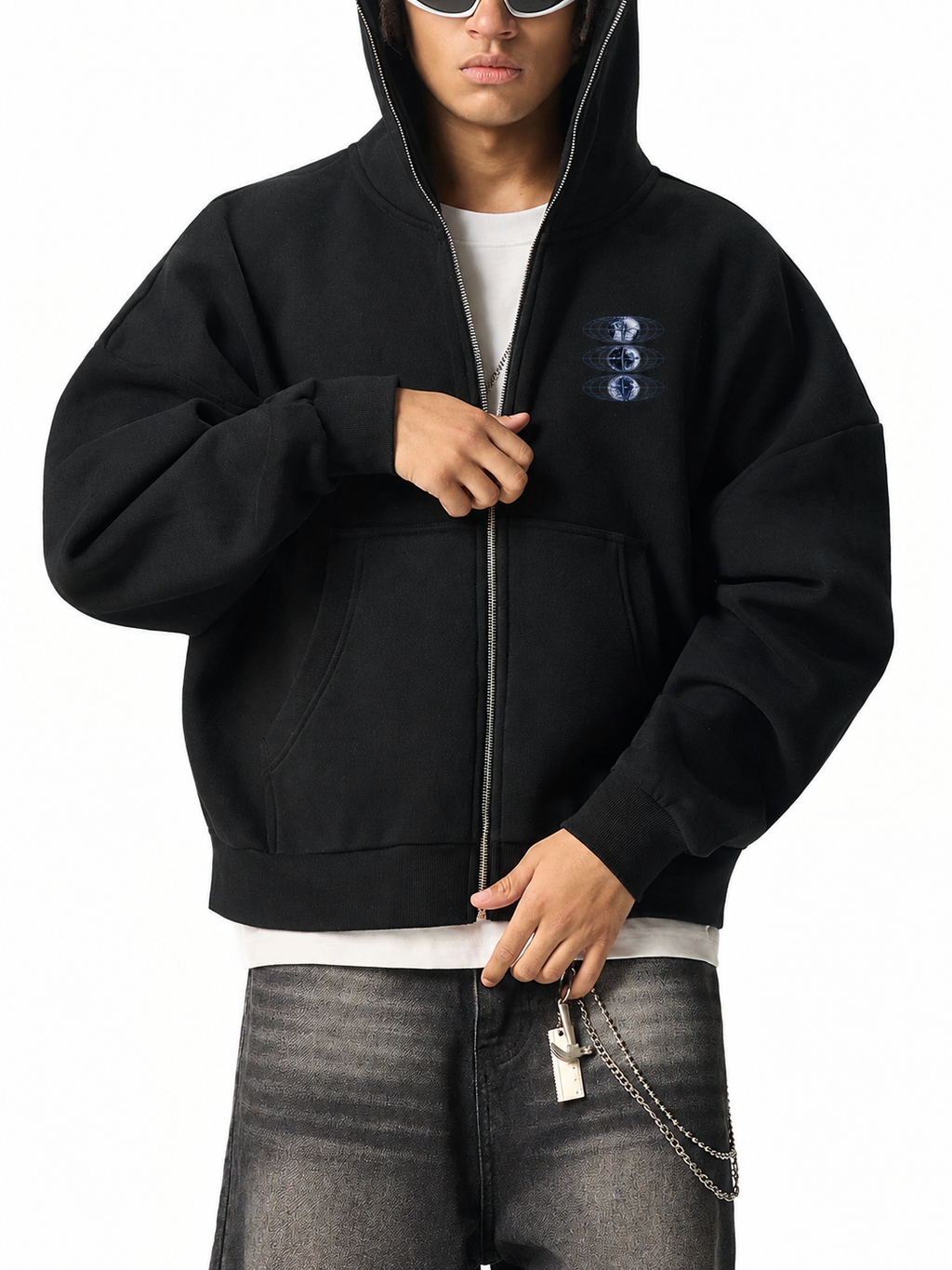 DISASTER WORLD FULL-ZIP BOXY HOODIE